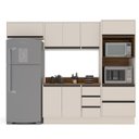 Ver imagem 2 de Cozinha Koya 4 Peças 270x214cm Armários Aéreos Balcão Torre Quente Tampo Rodapé Creme 250047