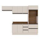 Ver imagem 3 de Cozinha Koya 4 Peças 270x214cm Armários Aéreos Balcão Torre Quente Tampo Rodapé Creme 250047