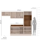 Ver imagem 6 de Cozinha Koya 4 Peças 270x214cm Armários Aéreos Balcão Torre Quente Tampo Rodapé Creme 250047