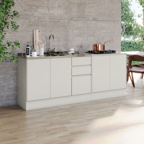 Balcão de Cozinha Fineze 5 Portas 2 Gavetas 100% MDF Areia Hp - Henn