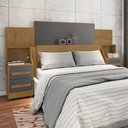 Ver imagem 2 de Cabeceira para Cama Box Casal/queen/king Rv Móveis com 02 Mesas de Cabeceira com Tomada - Naturale/g