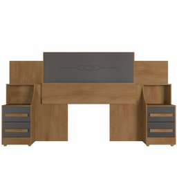Cabeceira para Cama Box Casal/queen/king Rv Móveis com 02 Mesas de Cabeceira com Tomada - Naturale/g - 4