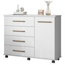 Ver imagem 4 de Cômoda Renoir 1 Porta 4 Gavetas com Rodízios Branco