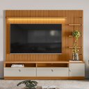 Ver imagem 2 de Rack para Sala com Painel Ripado para Tv 75 Pol 224cm Orizon L05 Nature Off White - Lyam Decor