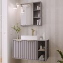 Ver imagem 1 de Gabinete Suspenso Banheiro Noruega 80cm com Cuba e Espelheira Treviso Cinza/Platina