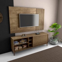 Rack Minimalista Bacada Sala para Tv até 50 Polegadas com Porta Deslizante Luara 160x60cm Canela - 3