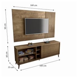 Rack Minimalista Bacada Sala para Tv até 50 Polegadas com Porta Deslizante Luara 160x60cm Canela - 5