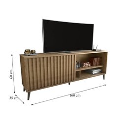 Rack Minimalista Bacada Sala para Tv até 50 Polegadas com Porta Deslizante Luara 160x60cm Canela - 4