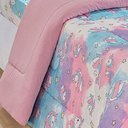 Ver imagem 3 de Edredom Fantasy Unicórnio Solteiro Infantil Tecido Malha 100% Algodão Macio Antialérgico - Rosa