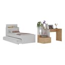 Ver imagem 1 de Conjunto Quarto Bicama com Colchão e Baú/escrivaninha Multimóveis Mp4224 Branco/rustic