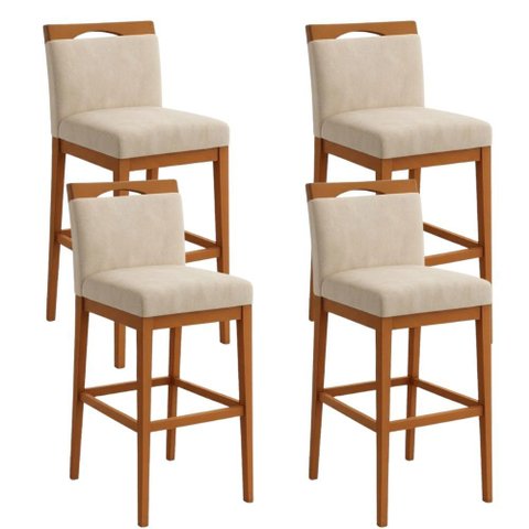 Kit 4 Banquetas Alta Cozinha Gourmet Conforto Suede