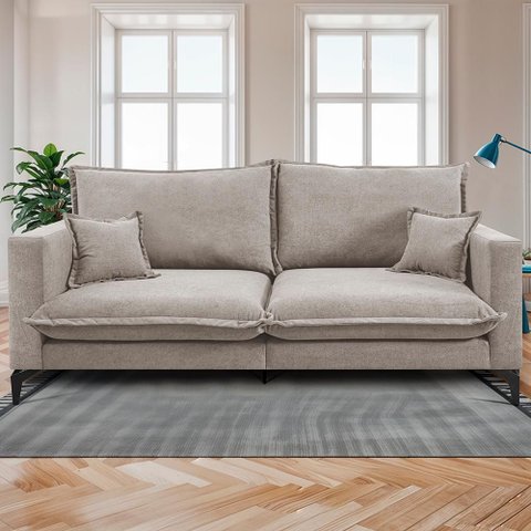 Sofá 2 Lugares Modular Boma 1,70m Boucle Bege Claro Sofá Inbox