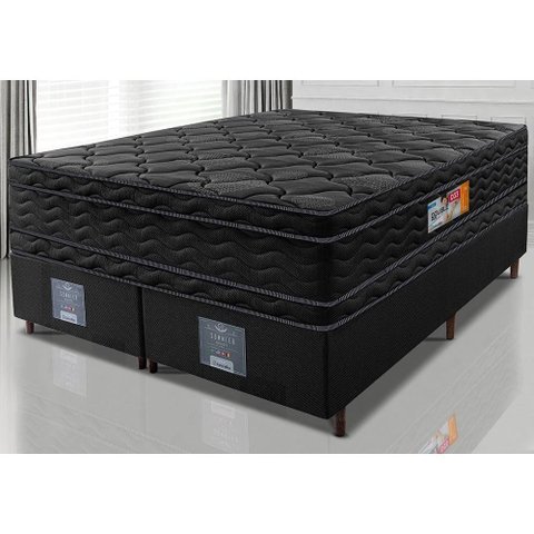 Cama Box Queen Colchão Ortofirm Black + Box 158x198x71 Double Face Espuma D33 Preto