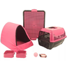 Kit Cama Cachorro Gato Iglu Transporte Sanitário G - Rosa - 1