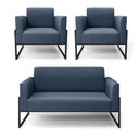 Ver imagem 2 de Conjunto Sofá Namoradeira 2 Lugares 2 Poltronas Industrial Alta Preto Marisa Suede Azul Marinho