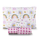 Ver imagem 1 de Jogo de Cama Lençol Lutti Solteiro Infantil 200 Fios Estampado 3 Peças Arco Íris Rainbow Rosa - 100%