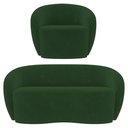 Ver imagem 1 de Sofá 3 Lugares Living 180cm e 1 Poltrona Giratória Garbin K04 Veludo Verde - Mpozenato