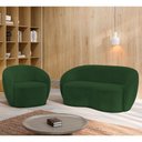 Ver imagem 2 de Sofá 3 Lugares Living 180cm e 1 Poltrona Giratória Garbin K04 Veludo Verde - Mpozenato