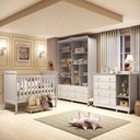 Ver imagem 4 de Quarto de Bebê com Guarda-roupa Cômoda Janelados e Berço 100% MDF Mateo Provençal Espresso Móveis
