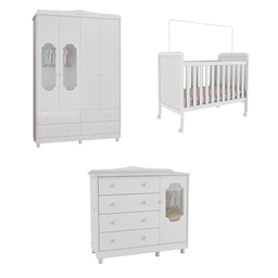 Quarto de Bebê com Guarda-roupa Cômoda Janelados e Berço 100% MDF Mateo Provençal Espresso Móveis - 3