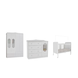 Quarto de Bebê com Guarda-roupa Cômoda Janelados e Berço 100% MDF Mateo Provençal Espresso Móveis - 18