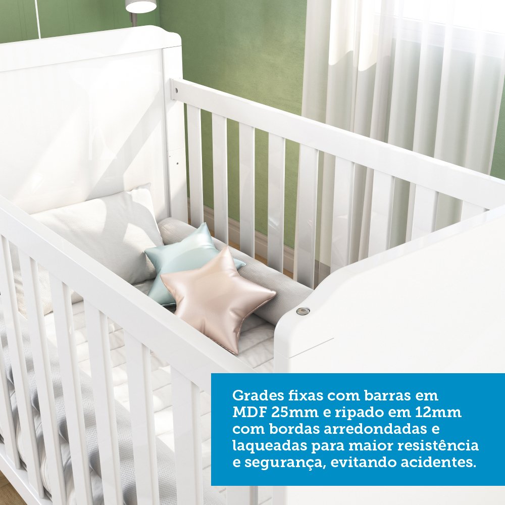 Quarto de Bebê Completo com Guarda Roupas, Cômoda e Berço Mateo Provençal 100% MDF Espresso Móveis - 9