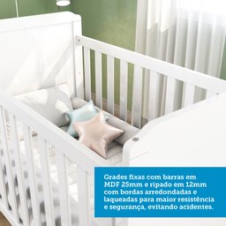 Quarto de Bebê com Guarda-roupa Cômoda Janelados e Berço 100% MDF Mateo Provençal Espresso Móveis - 9