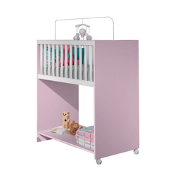 Mini Berço com Colchão Baby 2 em 1 Escrivaninha Infantil:rosa/branco - 4