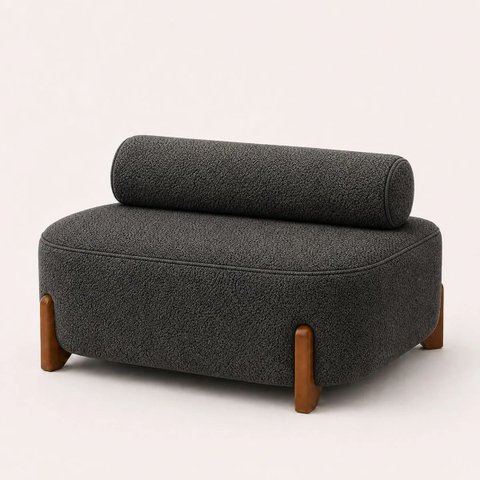 Poltrona Organica Ilha Bouclé p/ Closet e Consultório:Cinza/Liso