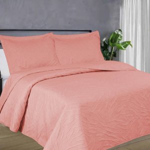 Kit Colcha Super King 3 Peças Cobreleito Bouti Habitat Relevo 280x300cm Rose