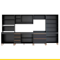 Cozinha Completa Modulada 360 Cm 6 Peças 12 Portas 5 Gavetas Bela Preto Texturizado - ClickLar - 3
