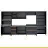Cozinha Completa Modulada 360 Cm 6 Peças 12 Portas 5 Gavetas Bela Preto Texturizado - ClickLar - 3