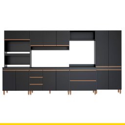 Cozinha Completa Modulada 360 Cm 6 Peças 12 Portas 5 Gavetas Bela Preto Texturizado - ClickLar - 2
