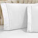 Ver imagem 2 de Jogo Cama Lençol Bold Queen Percal 400 Fios Acetinado C/ Ponto Palito 3 Peças - Branco