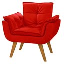 Ver imagem 1 de Poltrona Dani Suede Vermelho Cadeira Decorativa Sala Recepção Pés Caramelo