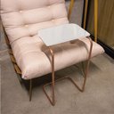 Ver imagem 5 de Mesa Lateral Tampo Multiuso P/ Sofá Base Bronze Branco