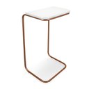 Ver imagem 1 de Mesa Lateral Tampo Multiuso P/ Sofá Base Bronze Branco