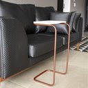 Ver imagem 7 de Mesa Lateral Tampo Multiuso P/ Sofá Base Bronze Branco