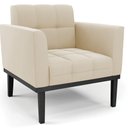 Ver imagem 1 de Poltrona Decorativa Base Madeira Preto Ana Suede Bege - Ibiza