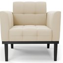 Ver imagem 6 de Poltrona Decorativa Base Madeira Preto Ana Suede Bege - Ibiza