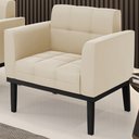 Ver imagem 2 de Poltrona Decorativa Base Madeira Preto Ana Suede Bege - Ibiza