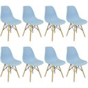 Ver imagem 3 de Kit 8 Cadeiras Charles Eames Eiffel Wood Design Azul Claro