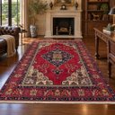 Ver imagem 2 de Tapete Persa Iraniano Tabriz Feito À Mão Vermelho e Azul 305x205cm