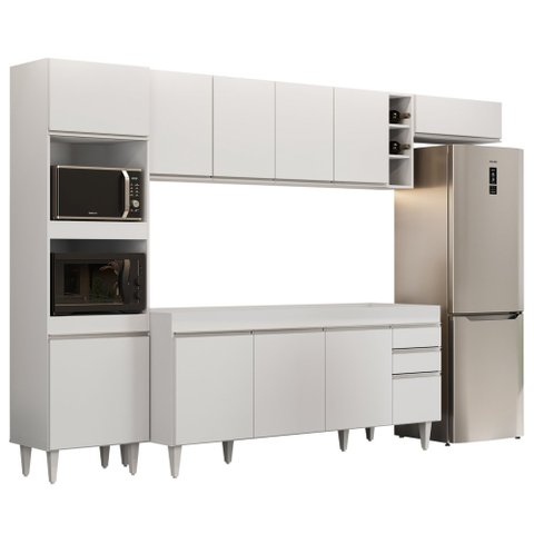 Armário de Cozinha Modulada 5 Peças CP16 Balcão sem Tampo Branco - Lumil Lumil Móveis