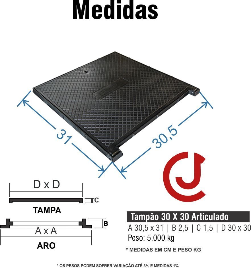 Kit 2 Tampa Calçada Elétrica Gordura 30X30 Ferro Articulada - 3