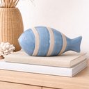 Ver imagem 1 de Escultura Decorativa Cerâmica Peixe (azul/bege) 11x23x10cm