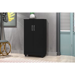 Armário Smart Organizador Multiuso 2 Portas com 3 Prateleiras Internas:preto