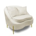 Ver imagem 5 de Poltrona Decorativa Orgânica Pé de Metal Dourado Zaya Bouclê Bege C05 - D’Rossi