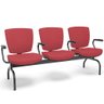 Cadeira Longarina 3 Lugares Aeroporto Recepção Preto Baixa Flexi P03 Vinil Vermelho - lyam Lyam Deco - 3