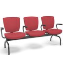 Ver imagem 3 de Cadeira Longarina 3 Lugares Aeroporto Recepção Preto Baixa Flexi P03 Vinil Vermelho - lyam Lyam Deco